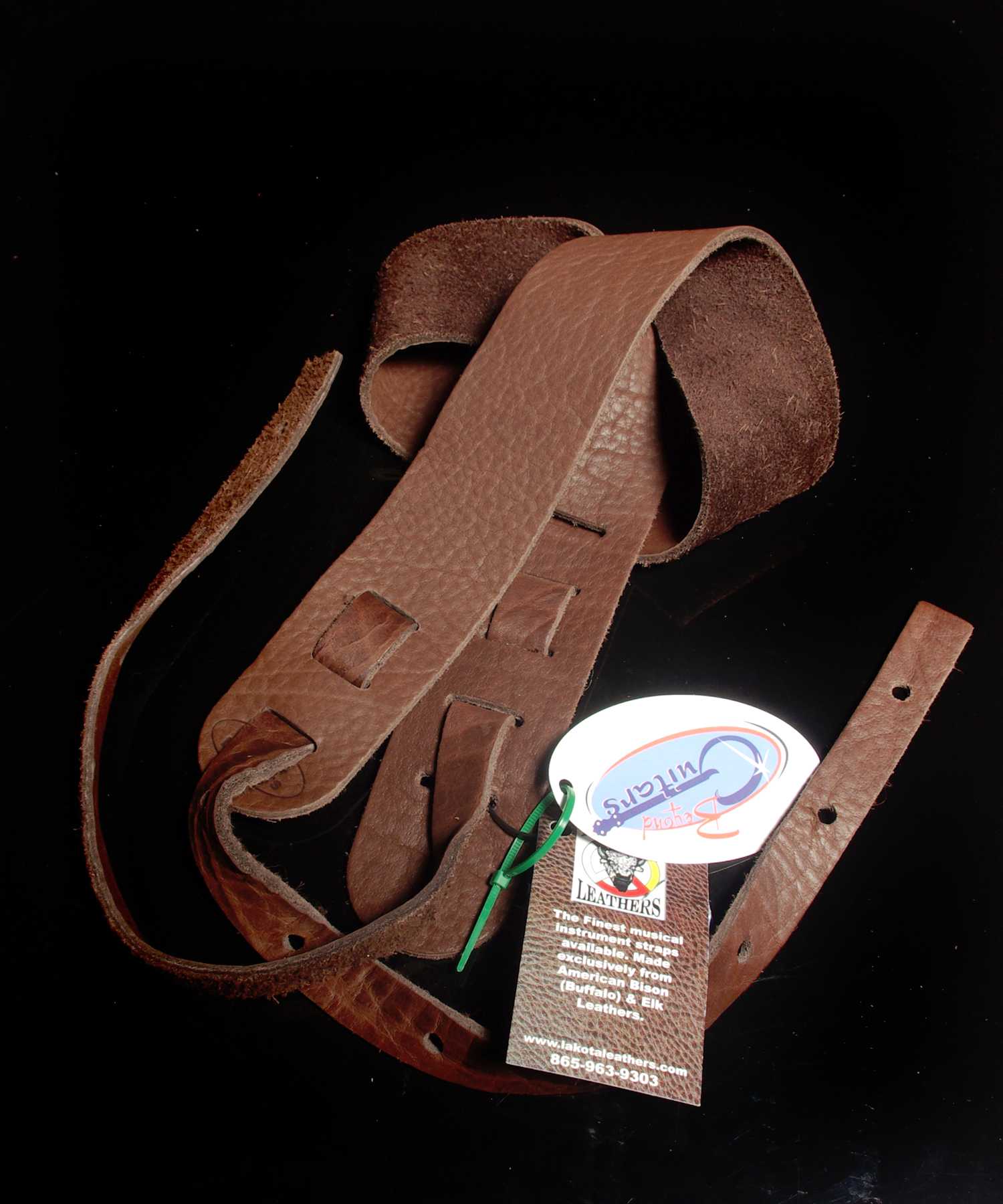 Lakota Leathers LK-3MAB Chocolate 3-In Bison American Buffalo Banjo Strap